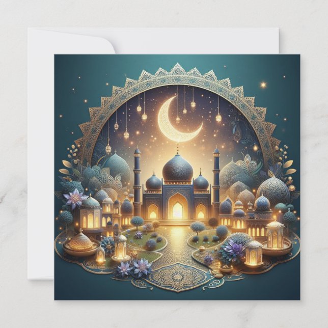 Eid Mubarak Text für benutzerdefinierte Grüße Feiertagskarte (Vorderseite)