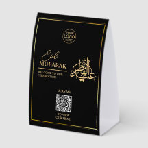 Eid Mubarak Tischständer-Schild mit QR-Code für Ve