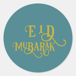 Eid Mubarak Türkis Color Schlicht Runder Aufkleber
