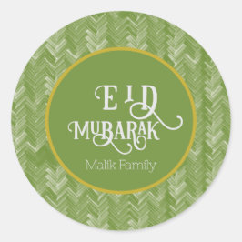 Eid Mubarak Typografie Zickzack Green Personalisie Runder Aufkleber