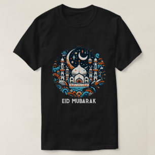 Eid Mubarak verzierter Halbmond Bunte Moscheekunst T-Shirt