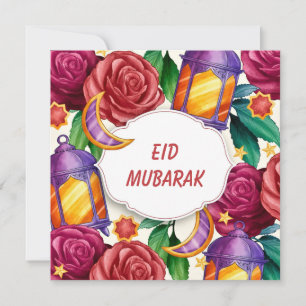 Eid Mubarak Watercolor Floral Feiertagskarte