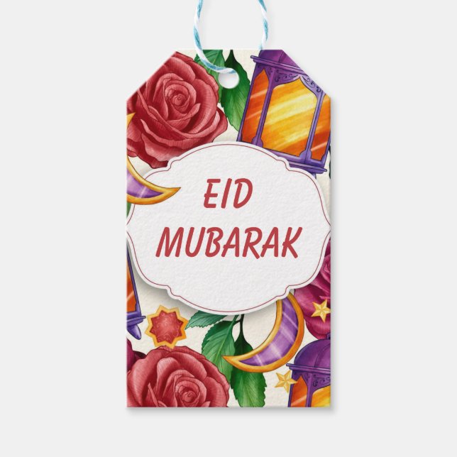 Eid Mubarak Watercolor Floral Geschenkanhänger (Vorderseite)
