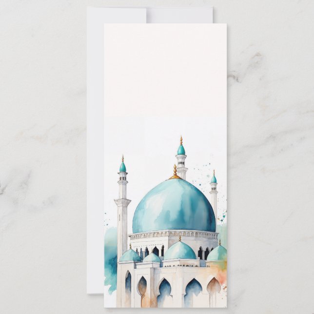 Eid Mubarak Watercolor Moschee 0902a Einladung (Vorderseite)