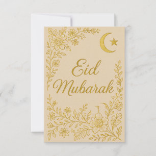 Eid Mubarak - Weiße und goldene Moscheenblumen Einladung