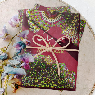 Eid Mubarak Ziermuster Crimson Red Geschenkpapier Set
