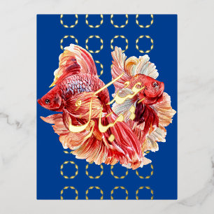 Eid Nowruz Double Lucky Goldfish Fossil Postkarte