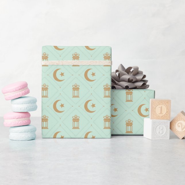 Eid oder Ramadan Laternen & Halbmond nahtlos Geschenkpapier (Babyparty)