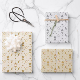 Eid oder Ramadan Laternen & Halbmond nahtlos Geschenkpapier Set