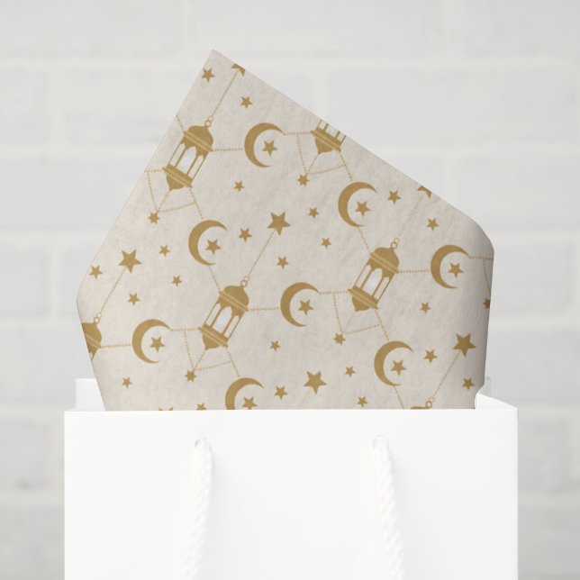 Eid oder Ramadan Laternen & Halbmond Nahtlos Seidenpapier (Geschenktüte)