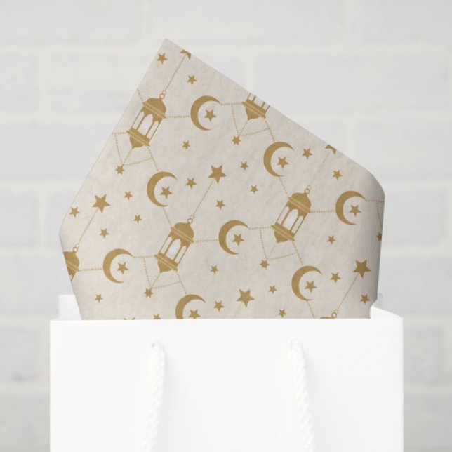  Eid or Ramadan Lanterns & Crescent Seamless  Seidenpapier (Geschenktüte)