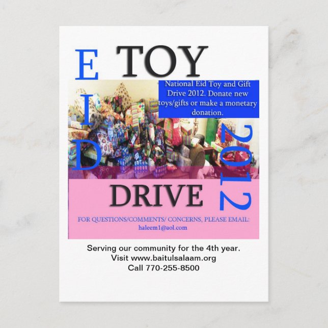 Eid Toy Drive 2012 Postkarte (Vorderseite)