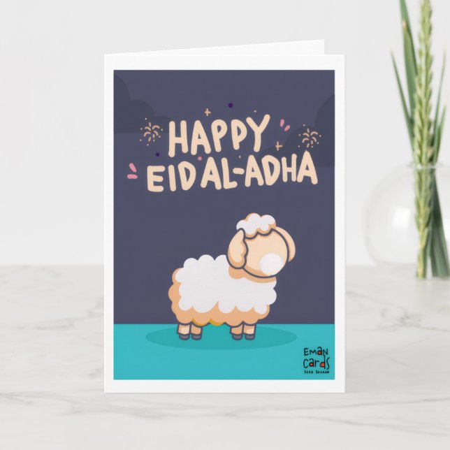 Eid ul Adha Mubarak - Cute Sheep Karte (Vorderseite)