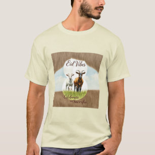 Eid Vibes Watercolor Goat Collage T - Shirt