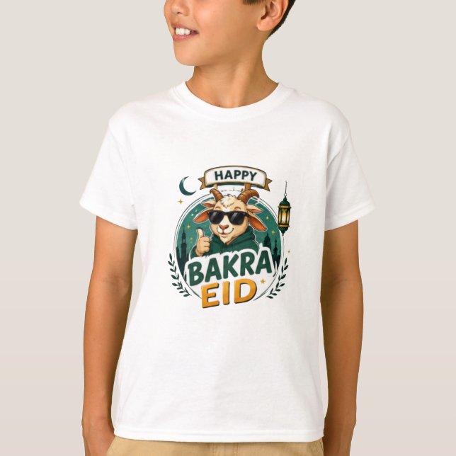 Eid-Ziegen-Cartoon-Print T-Shirt (Vorderseite)