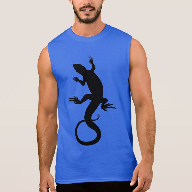 Eidechsen-Kunst-Behälter-Spitzen-Shirt-Retro grüne Ärmelloses Shirt (Vorderseite)