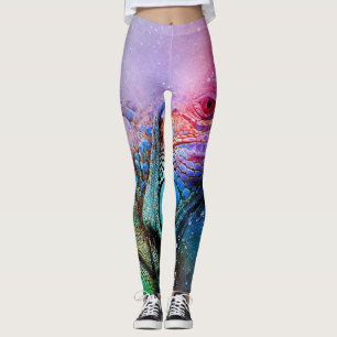 Eidechsen-Leggings-Regenbogen-Leguan-bunter Drache Leggings