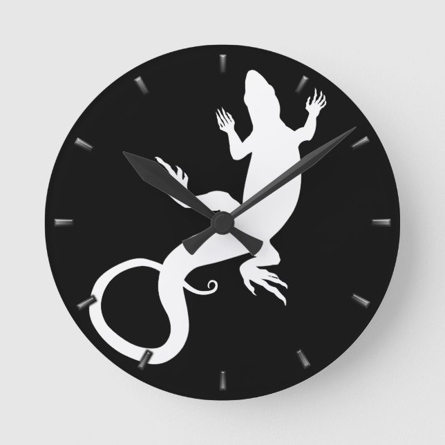 Eidechsen-Uhr-niedliche Runde Wanduhr (Vorderseite)