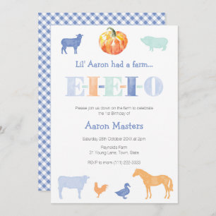 EIEIO Alte MacDonald Pumpkin Boys Geburtstagsparty Einladung