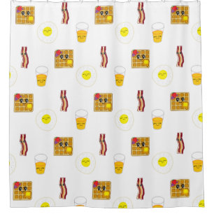 Eier, Bacon und Waffeln Funny Food Cartoon Duschvorhang