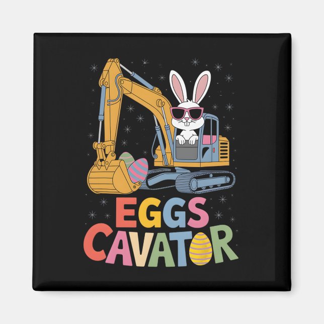 Eier-Bagger-Osterhase-Bagger-Kleinkind-Jungen E Magnet (Vorne)
