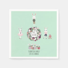 Eier Bunny Wildblume Personalisiert Vintag Ostern Serviette