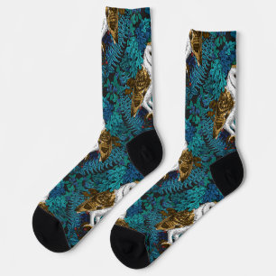 Eier, Farne, Eichen und Beeren 3 Socken
