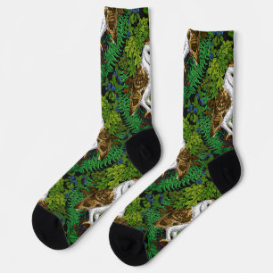 Eier, Farne, Eichen und Beeren Socken