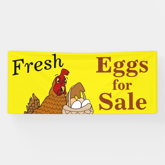 Eier für Verkaufs-Fahnen-Cartoon-Huhn Ihr Text Banner (Horizontal)