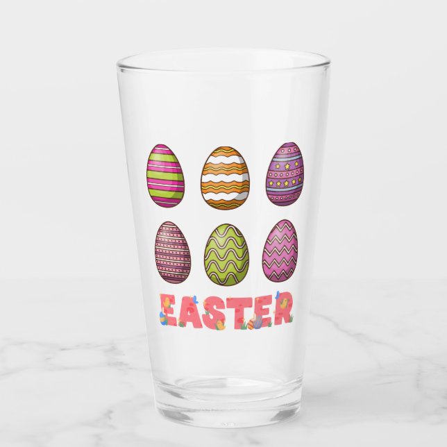 Eier glücklicher Ostertages Glas Cup (Vorderseite)