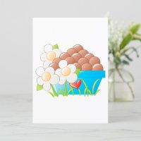 Eier in Blue Bowl mit Blume und Herz