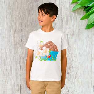 Eier in Blue Bowl mit Blume und Herz T-Shirt