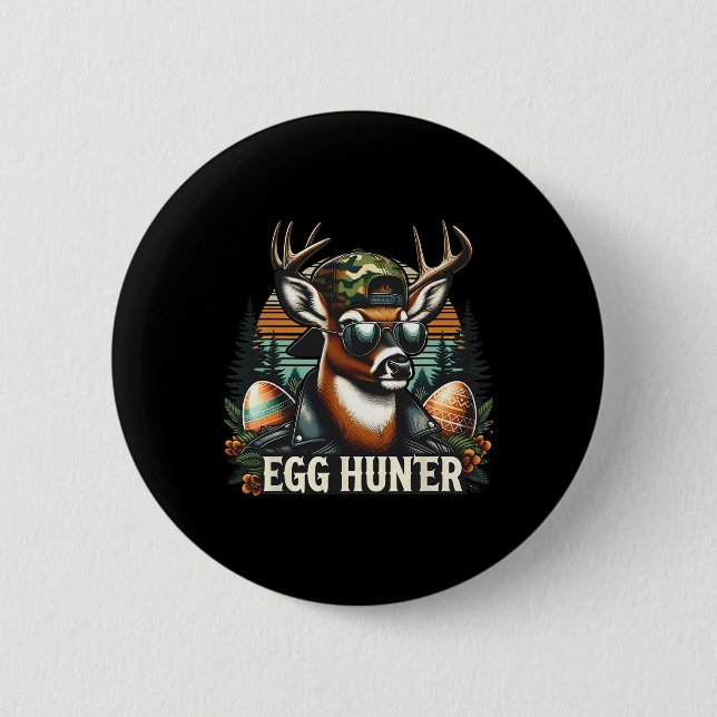 Eier Jäger Hirsch Buck Byckward Cap Hirsch Jagd Ea Button (Vorderseite)