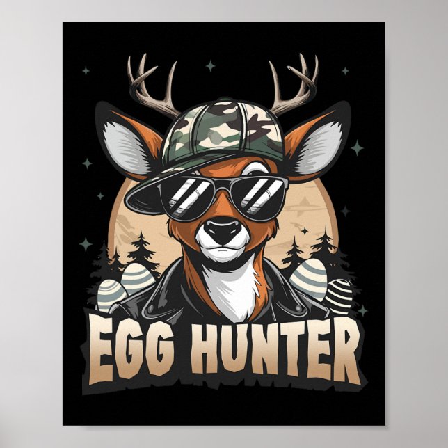 Eier Jäger Hirsch Buck Byckward Cap Hirsch Jagd Ea Poster (Vorne)