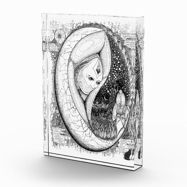 Eier-Linien-Illustration Acrylblock Fotoblock (Rechts)