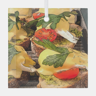 Eier mit Avocado auf Toast   Ornament Aus Glas