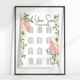 Eier-Schale und Rosafarbenes Blumen Hochzeits-Sitz Poster