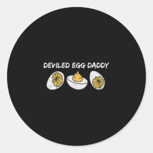 Eier-Teufelchen-Papa Retro-Abendessen Du weißt, wa Runder Aufkleber