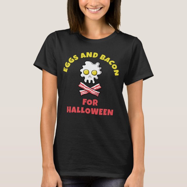 Eier und Bacon für Halloween-Skull-n'Bones-Design T-Shirt (Vorderseite)