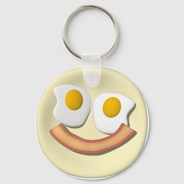 Eier und Bacon Gesicht. Schlüsselanhänger (Vorderseite)