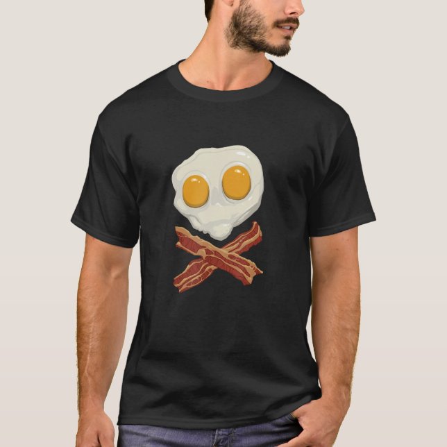 Eier und Bacon Schädel und Kreuzknochen T-Shirt (Vorderseite)
