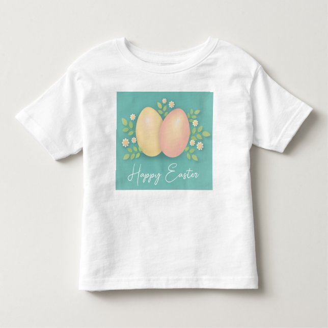 Eier und Blume aus blauem Rosa und Gelb Kleinkind T-shirt (Vorderseite)