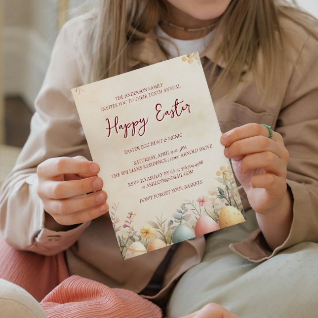 Eier und blumengelb glückliche Ostern Einladung (Von Creator hochgeladen)