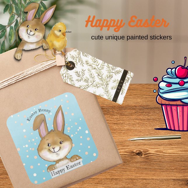 Eier zitieren Jagd Ei Kinder blau Quadratischer Aufkleber (Egg-citing Egg Hunt Kids blue Square Sticker)