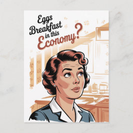 Eier zum Frühstück in dieser Wirtschaft Retro Frau Postkarte