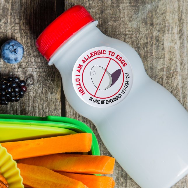 Eierallergie mit einer persönlichen Notrufnummer Runder Aufkleber (Von Creator hochgeladen)