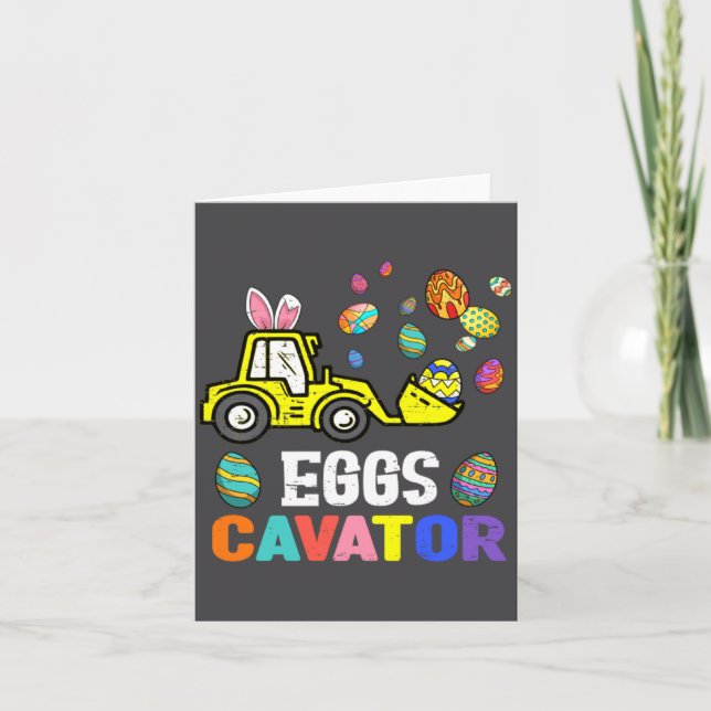 Eierbagger Frohe Ostern Baggerjagd Ei Ki  Karte (Vorderseite)