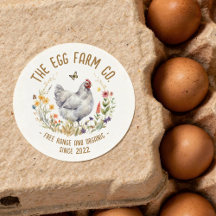 Eierfarm-Sticker Wasserfarben-Hühner-Etikett
