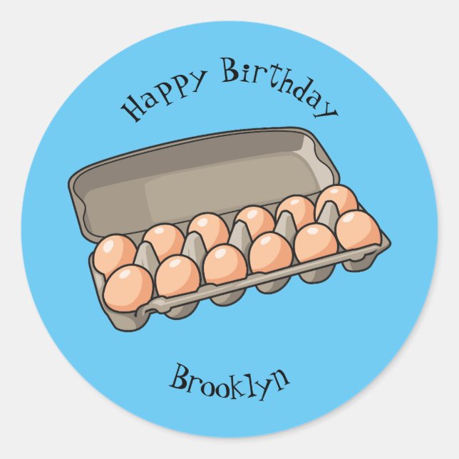 Eierkarton-Cartoon Runder Aufkleber (Vorderseite)