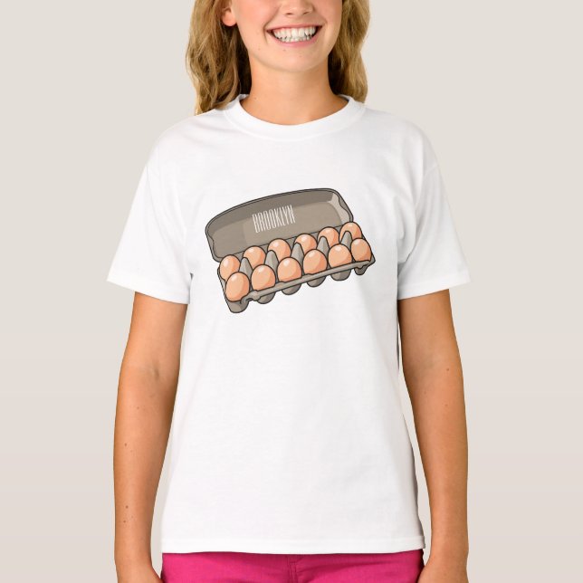 Eierkarton-Cartoon T-Shirt (Vorderseite)